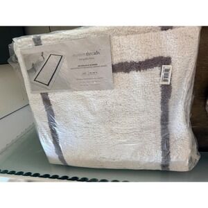 Modern Threads Reversible Bath Runner Rug 22x60 White Grey Cotton